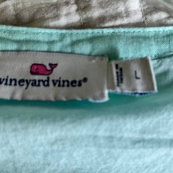 Seafoam Green Vineyard Vines Classic Linen Shift Dress, L - Picture 7 of 7